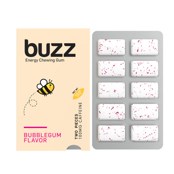 Buzz Energy Gum – Sugar Free Caffeine Chewing Gum for Focus & Energy